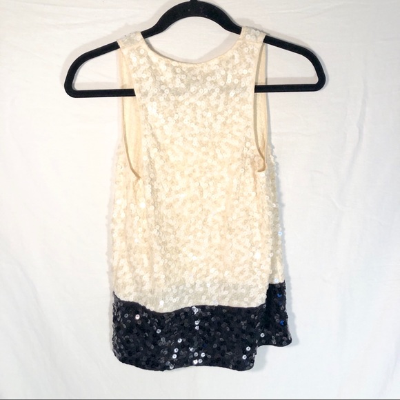 J. Crew Black & Cream Sequined Top Size XS - Picture 2 of 5